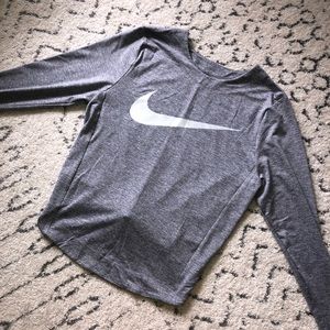 Nike Open Back LS Top - Grey, Size XS